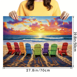 Rompecabezas de Playa para Adultos, 1000 Piezas, Colección de Rompecabezas Coloridos de Papel, Escena de Playa con Tumbona, Decoración de Verano para el Hogar - Product Image 4