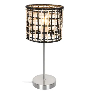 Lámpara de mesa de bambú para sala de estar, luz de ratán para cafetería y restaurante de casa de té