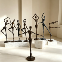 Ensemble de figurines de ballerine en fonte, sculpture abstraite de danseuse, statue moderne en métal de fille de ballet, décoration d'art pour table, maison, mariage