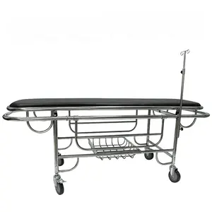 Medical stainless steel pulley emergency center stretcher car rescue trolley surgery transfer bed