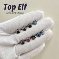 G23 ASTM F136 Titane Griffe de chat mignon Zircon Pierre de protéine Ongles d'oreille Ongles de nez Ongles de lèvre Bijoux de piercing corporel