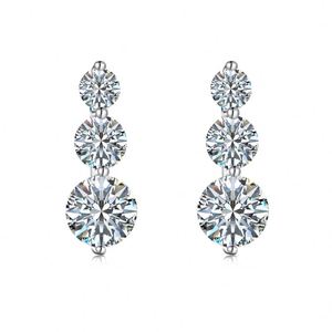 Dylam Stylish Design 925 Sterling <b>Silver</b> Non Tarnish Non Fade Three D Color VVS1 Moissanite Stones <b>Stud</b> Earrings for Dress-up - Product Image 1