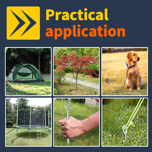 16 inch kim loại thép cây cổ phần nhiệm vụ nặng nề màu đen tráng Lều móc thép hàng rào vườn mặt đất Neo Dog Tie Cổ Phần cho cắm trại ngoài trời - Product Image 3