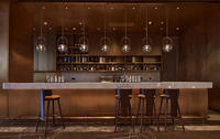 Meubles de salon de luxe haut de gamme pour hôtel moderne, tabourets de bar sur mesure, ensemble de canapés en cuir PU, table basse, mobilier d'hôtellerie