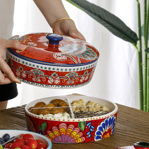 Convient au bol à couvercle multi-compartiments en céramique exotique pour les réunions de famille pour contenir des fruits, des chocolats et des <span class=keywords><strong>bonbons</strong></span> - Product Image 3