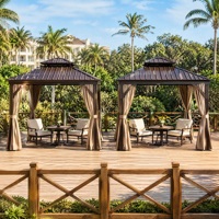 Gazebo en aluminium sur mesure avec toit double imperméable, pavillon de jardin avec moustiquaire pour cour arrière