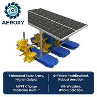 Aérateur solaire pour élevage de crevettes en aquaculture avec stockage de batterie, moteur DC, acier inoxydable, hors réseau, faible bruit, durable