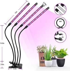 ไฟปลูกพืช LED สี่หลอด,ไฟปลูกต้นไม้พร้อมคลิปหรี่แสงได้ไฟปลูกต้นไม้ - Product Image 2