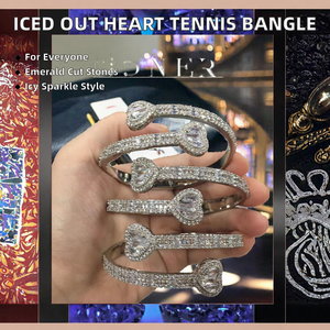 Brazalete de Cadena Cubana con Diamantes de Imitación de Lujo, Corte Esmeralda, Joyería Unisex - Marca HIP, Chapado en Oro/Oro Rosa/Plata - Product Image 2