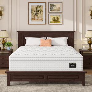 Matelas hybride en mousse, taille Queen, fermeté moyenne, écologique, durable, épaisseur >30cm, housse en tissu polyester, blanc, design moderne - Product Image 5