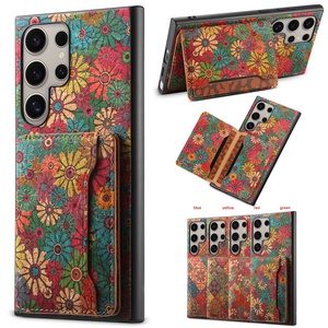 Étui de téléphone en liège floral style bohème avec porte-cartes et portefeuille pour <span class=keywords><strong>Samsung</strong></span> S26/S25/S24/S23/S22/A51 Plus Ultra Series, protections d'objectif B2B - Product Image 1