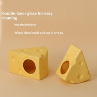Nouveau Nid de Hamster en Céramique Style Dessin Animé en Forme de Fromage, Rafraîchissant et Apaisant, Sûr à Mâcher, pour Utilisation Intérieure, Fournitures d'Été pour Hamsters, Dehua