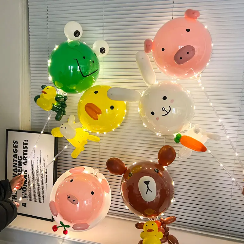 Hot Selling Cartoon Balloon Gift to Kids Girls New Photo Props Party Decorations Yellow Duck Flying Pig Light Balloons
