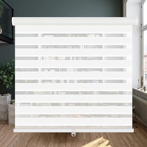 Stores enrouleurs zébrés faciles à <span class=keywords><strong>nettoyer</strong></span> et à installer Stores en tissu semblable à du lin <span class=keywords><strong>pour</strong></span> <span class=keywords><strong>les</strong></span> fenêtres intérieures, double couche <span class=keywords><strong>pour</strong></span> le contrôle de l'éclairage de jour et de nuit - Product Image 5