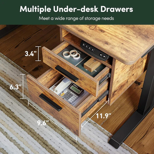 Nuevo Escritorio de pie eléctrico con cajones que carga el puerto USB, mesa de ordenador portátil de oficina en casa ajustable en altura, marrón - Product Image 2