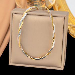 Handwoven Fashionable and Versatile Simple and Non Fading Personalized Stainless Steel Tricolor <b>Chain</b> - Product Image 5