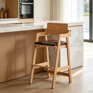Chaise d'apprentissage en bois réglable à dossier haut avec accoudoirs, vente en gros d'usine - Product Image 2