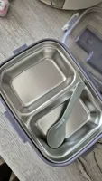 Boîte à lunch isotherme en acier inoxydable à trois compartiments, chauffable, avec couverts et couvercle en plastique, style japonais, pour étudiants, capacité 501-800 ml