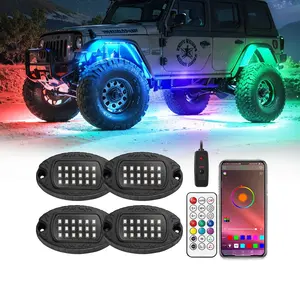 4 Pods Aluminum RGB LED Multi Color Rock Lights Custom 9W 18W 36W For Mini Truck ATV 4x4 Off Road Truck SUV Car