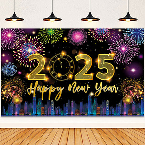 2025 ธีมปีใหม่ของตกแต่งงานปาร์ตี้ผ้าแขวนพื้นหลังสำหรับถ่ายภาพอุปกรณ์ประกอบฉากอุปกรณ์ตกแต่งผนังบ้าน - Product Image 5