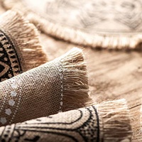 Napperon en toile de jute ronde naturelle de 15 pouces bord frangé rustique décoratif pour la décoration de table
