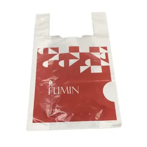 Custom Logo White Plastic Custom PE Plastic T Shirt Shopping Bags