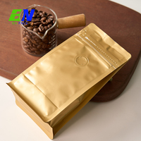 Sac à café à fond plat avec fermeture éclair latérale en aluminium et valve, prix de gros