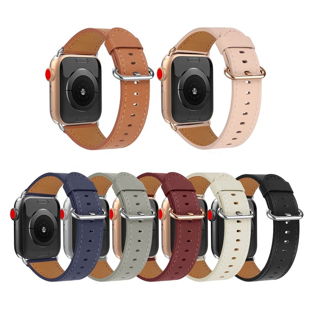 Genuine Leather Classic Smartwatch Band for Apple Watch 38mm/42mm/45mm IWatch Series 7/6/SE/5/4/3 40mm/41mm/44mm Straps