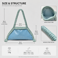 Sac hobo en cuir PU tressé effet crocodile pour femme avec pompon, sac à bandoulière style bohème, sac d'été bleu clair