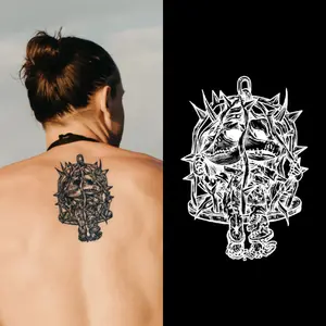 Kit Tato Henna Sementara Kustom Mode Tato Palsu Lengan Cukup dengan Logo Bunga Stiker Tato Tahan Air Mode Tiktok