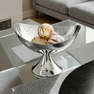Modern Electroplated Silver Storage Tray Iron Decorative Bowl For Living Room Table Display - Product Image 2