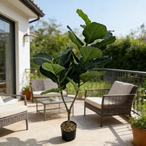 ต้นไม้ประดิษฐ์สีเขียวในกระถางพร้อมของตกแต่งใบต้นไทรสำหรับวางบนพื้นห้องนั่งเล่น - Product Image 3