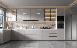 Mobile in Stile Moderno <span class=keywords><strong>con</strong></span> Ripiani in Vetro, Ampio Spazio Interno e Armadi da <span class=keywords><strong>Cucina</strong></span> in Legno su Misura - Product Image 3