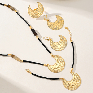 Dubai Vergoldete Schmucksets für Frauen Arabischer Halbmond Stern Halskette Ohrringe Ring Armband Nahost-Schmuck Großhandel - Product Image 2