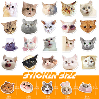 50 Reusable Waterproof Vinyl Cat Animal Stickers Custom Adhesive Labels for Kids & Consumer Electronics Packaging Purpose
