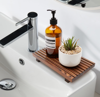 Organisateur de comptoir de salle de bain style ferme, présentoir en bois, plateau de cuisine, socle en bois, support pour distributeur de savon à vaisselle