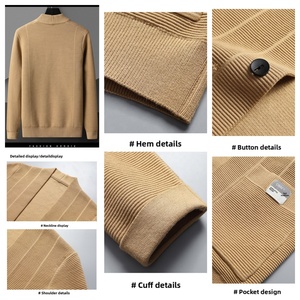 Maglione classico Cardigan invernale da uomo in lana Jacquard in tinta unita lavorato a maglia con bottoni caldi e confortevoli - Product Image 4