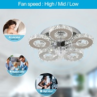 Ventilateur de plafond DC 30W*2 avec télécommande double, lampe à intensité variable, éclairage LED et lustre en cristal pour chambre à coucher