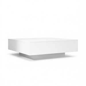 Mesa de centro de madera de ingeniería, color blanco, 39,4 x 39,4 x 12,2 pulgadas, muebles minimalistas y modernos para sala de estar - Product Image 1