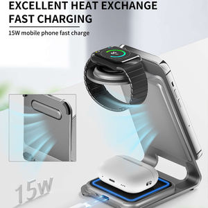 Chargeur de téléphone portable de bureau OEM sans fil 3in1 <span class=keywords><strong>Qi</strong></span> 15W support de charge rapide de téléphone portable pour écouteur de montre intelligente - Product Image 5