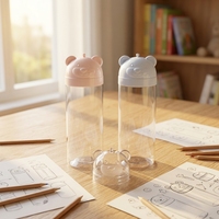 Pot en plastique PET transparent de forme ronde avec couvercle mignon, nouveau design, récipient alimentaire pour bonbons, sucre, chocolat, aliments en conserve