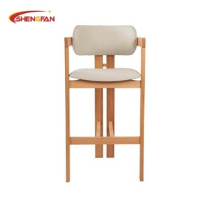 Nouvelle Arrivée Tabouret de Bar en Bois Massif Naturel de Luxe Style Italien Tissu <span class=keywords><strong>Confortable</strong></span> <span class=keywords><strong>Chaise</strong></span> de <span class=keywords><strong>Salle</strong></span> à <span class=keywords><strong>Manger</strong></span> pour Hôtel Restaurant Pub Bistro - Product Image 4