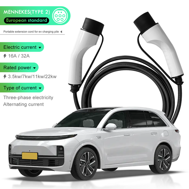 E-mingze 32A Type 2 to Type 2 Ev Charging Cable Auto Electronics 5m 22kw Ev Cable for Evse Three Phases
