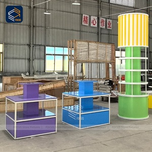 Tùy Chỉnh Cửa Hàng Bán Lẻ Kim Loại Khung Đa Tầng Hiển Thị Đầy Màu Sắc Đứng Trung Đảo Hàng Hóa Showcase Lịch Thi Đấu Thiết Kế - Product Image 5