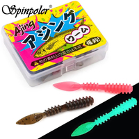 Leurres de pêche sur glace Spinpoler 47mm Ajing Worm Rock Fish Bait Soft TPR Flottant Lumineux Mini Swimbait pour Maquereau Cheval et Pêche en Rivière