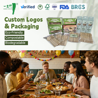 Vente en gros de couverts en bambou biodégradables écologiques modernes, fourchettes jetables avec logo personnalisé, sans BPA, sans danger pour les aliments, hydrofuges