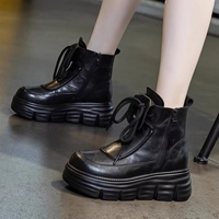 Bottines d'hiver 2026 pour femmes, style britannique, semelle épaisse, doublure en fausse fourrure, talon moyen