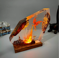 Lampe en résine époxy Dragon de Feu faite à la main, décoration cadeau populaire pour Halloween
