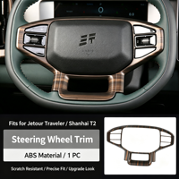Pièces de décoration intérieure de voiture en bois de pêche pour Jetour Traveler Shanhai T2 : ensemble de garnitures pour console centrale, levier de vitesses et aérateurs