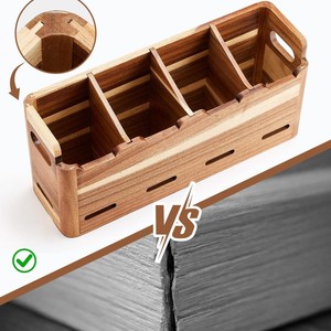 Porte-ustensiles en bois d'acacia avec plusieurs compartiments, séchage rapide, boîte de rangement pour comptoir de cuisine - Product Image 3